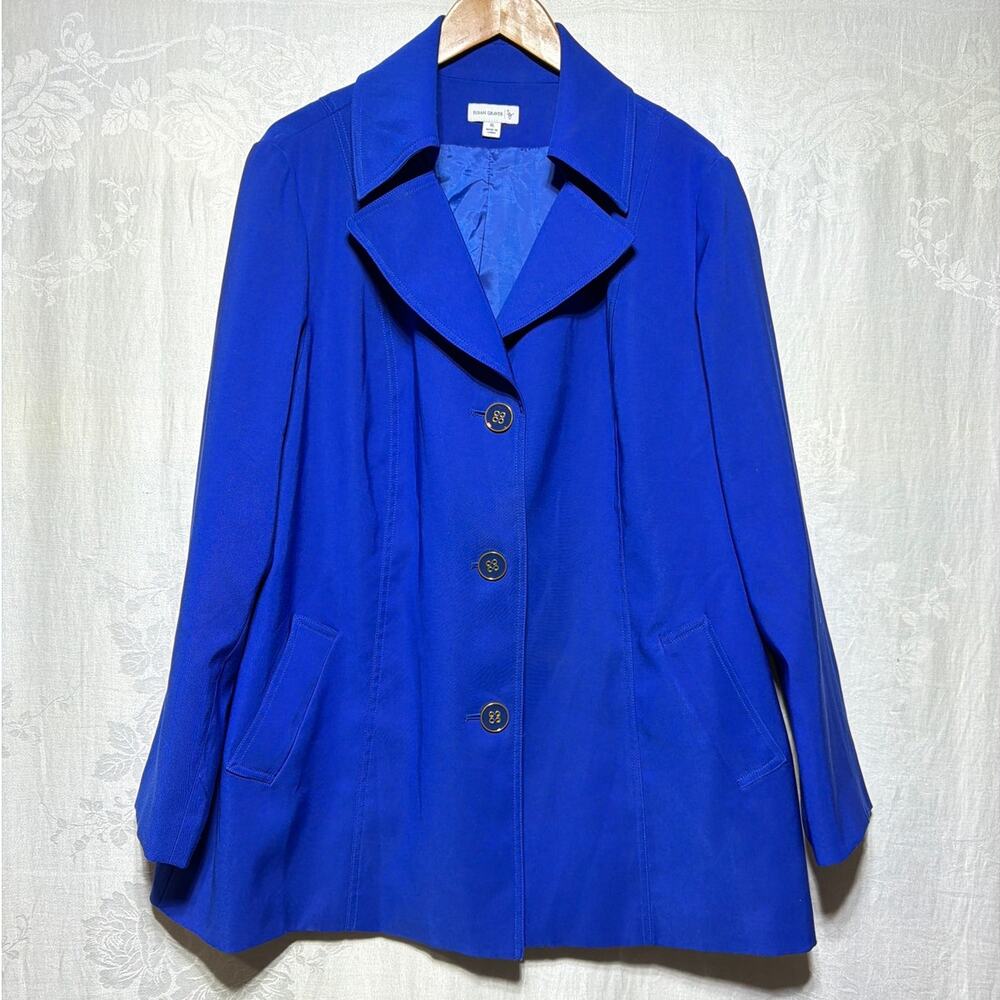 Susan Graver Jacket XL Royal Blue Gold Buttons Lined